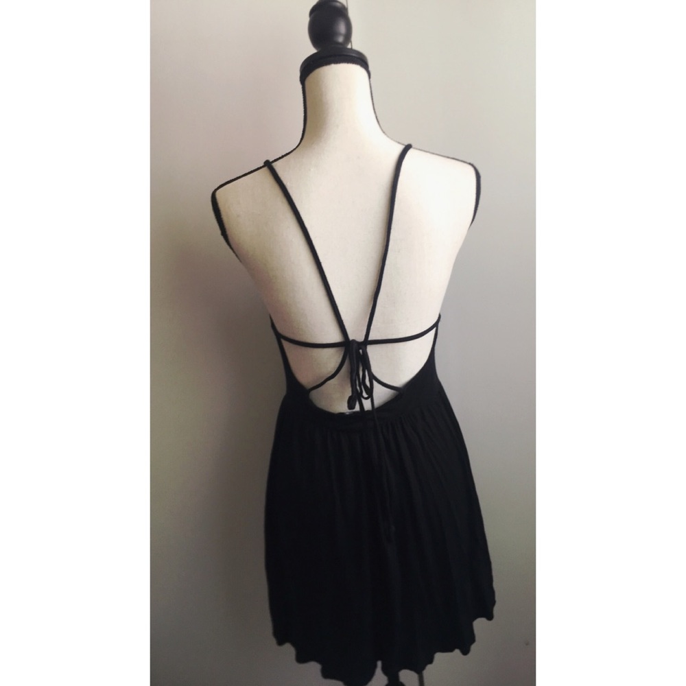 Large Black Backless Tie Up Dress
